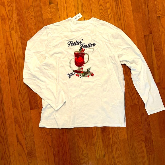 Tommy Bahama White Long Sleeve Feelin’ Festive Graphic Tee - Picture 2 of 7